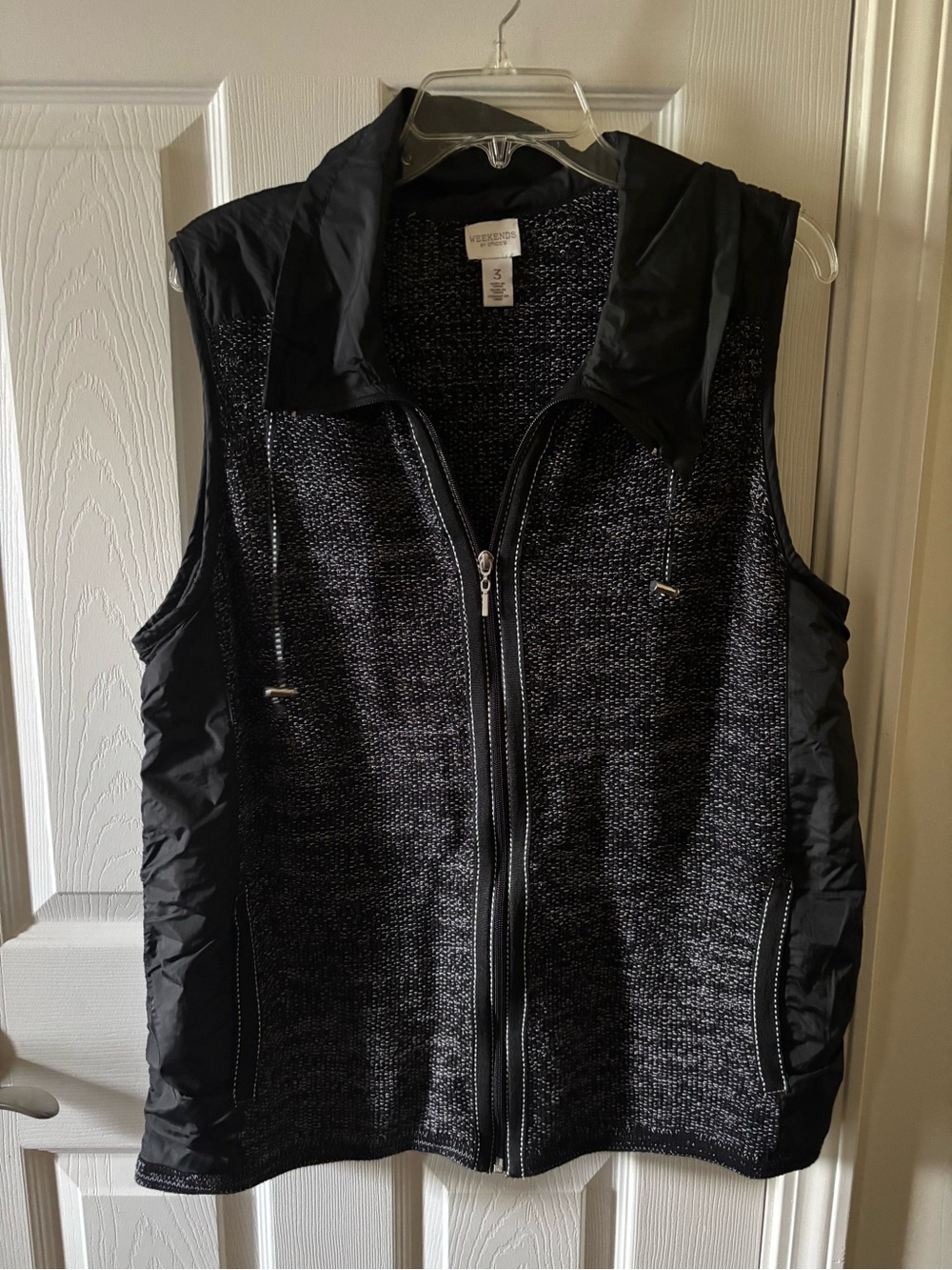 Chico's Black Tweed-Style Zip Front Vest
